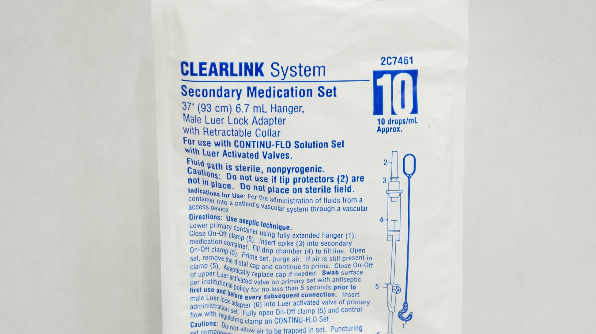 Secondary Medication Set, Hanger, Male Luer Lock Adapter, 10 drops/ml, 37" Length, Non-Pyrogenic, Contains DEHP, Sterile Fluid Path, 48/cs (Rx) (Continental US Only) (Product Access Restricted. Check with your sales rep to verify eligibility) (Item  is currently on Manufacturer Backorder with Limited Quanitities when Available)