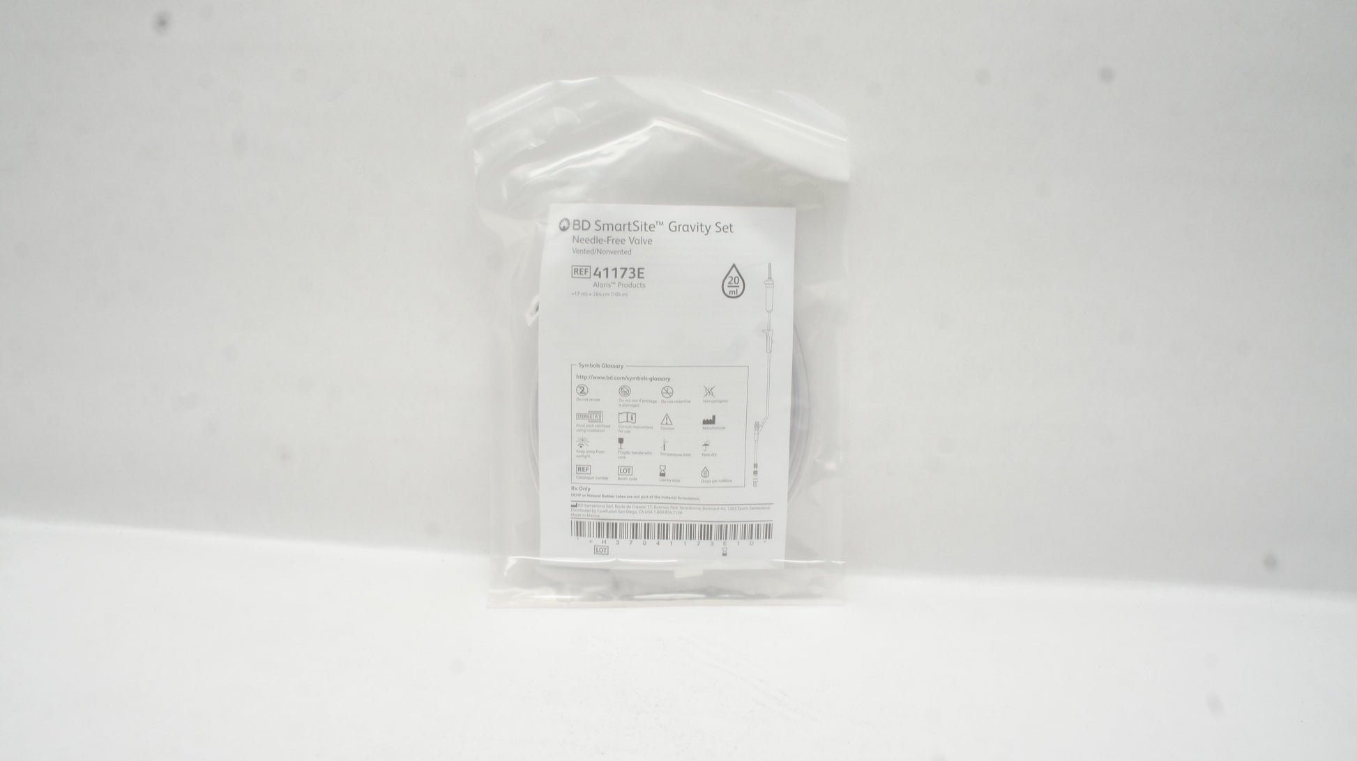 Gravity Administration Set, Roller Clamp, 1 SmartSite Needle-Free Valve 9" from 2-Piece Male Luer Lock, 20 drop, 104" Length, 17ml Fluid Path, Sterile, 100/cs (Continental US Only) (Drop Ship Requires Pre-Approval)