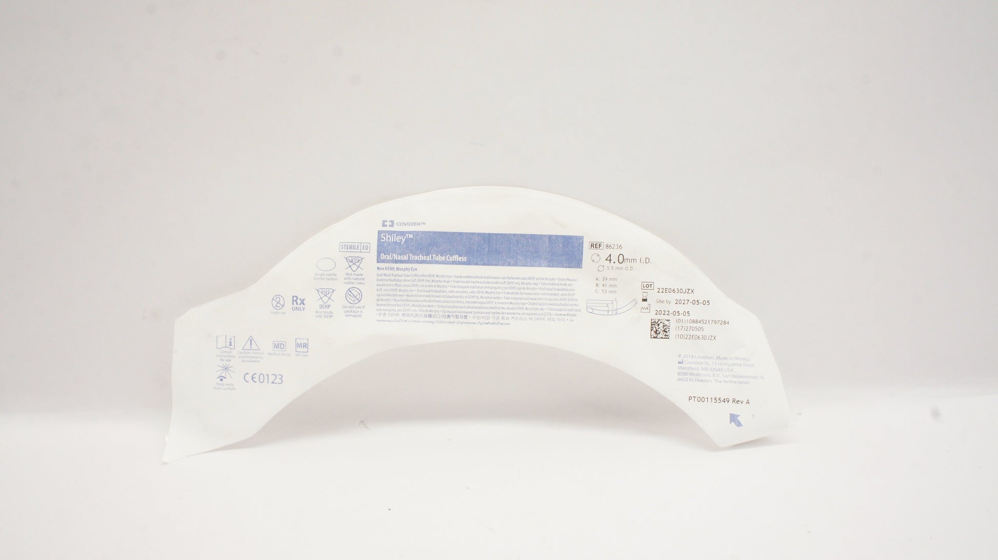 Oral/Nasal Tracheal Tube, 4.0mm, Cuffless, Hooded Murphy Tip with Eye, Magill Curve, Latex Free (LF), Sterile, 10/bx (Continental US Only)