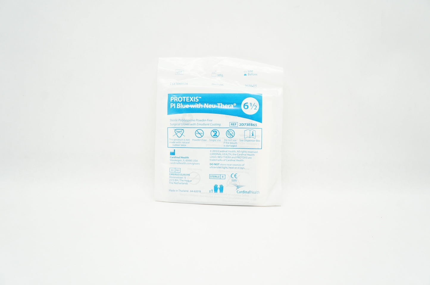 Glove, Surgical, Powder-Free (PF), Latex-Free (LF), Polyisoprene, Blue, Size 6.5, 50 pr/bx, 4 bx/cs (Continental US Only)