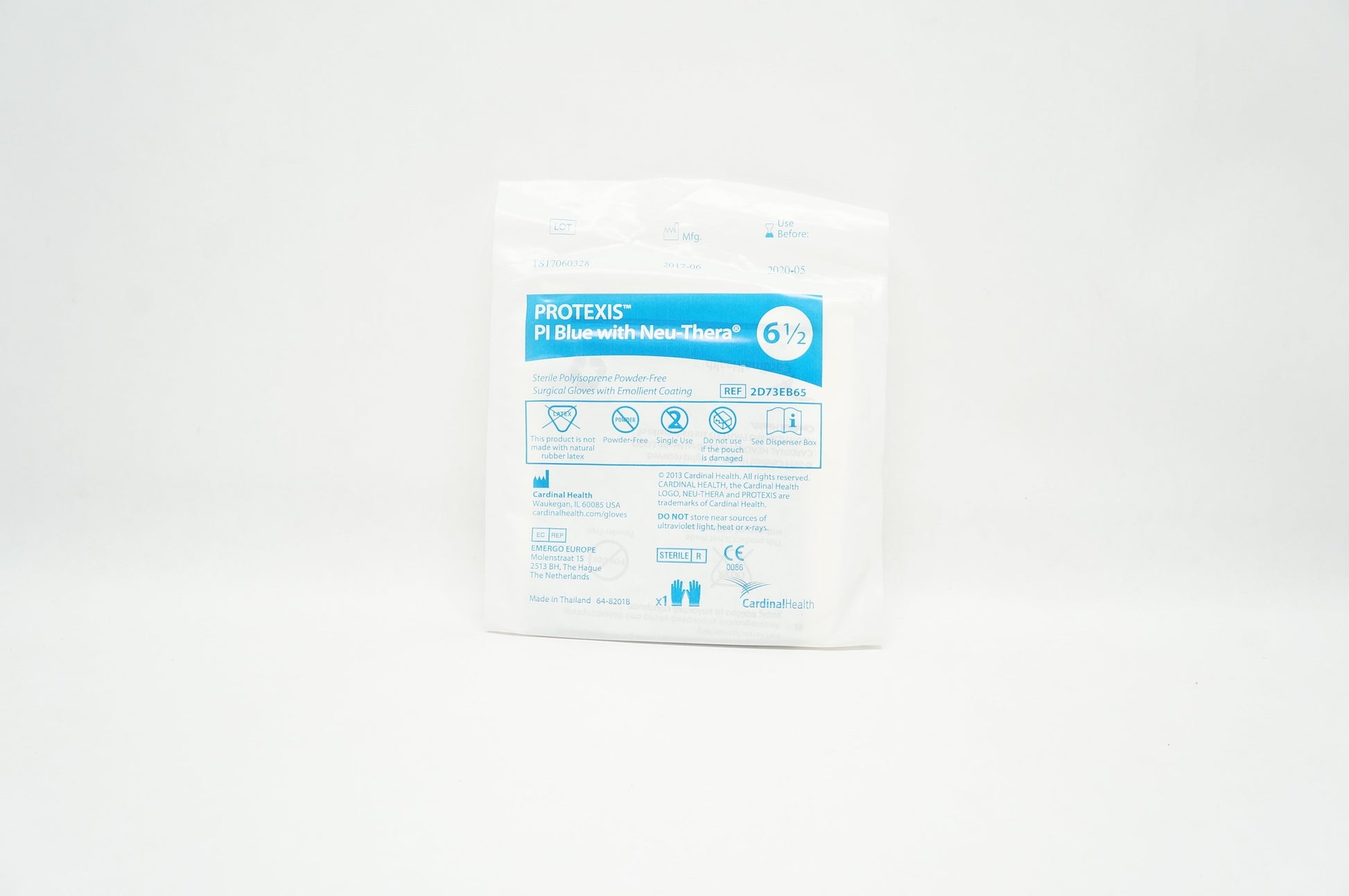 Glove, Surgical, Powder-Free (PF), Latex-Free (LF), Polyisoprene, Blue, Size 6.5, 50 pr/bx, 4 bx/cs (Continental US Only)