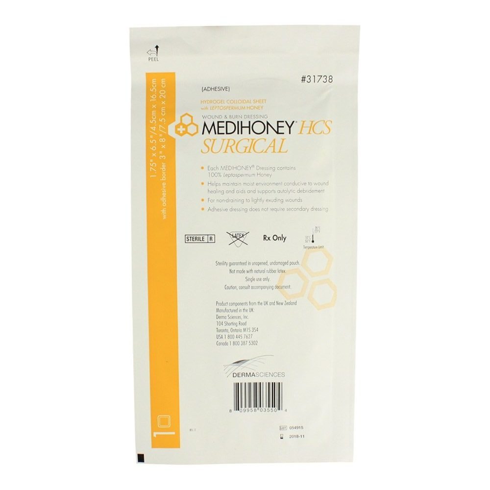 Hydrogel Colloidal Sheet (HCS) Dressing, 1 _ x 6 _ ,  3 x 8 Adhesive Border, Surgical, 10/bx, 5 bx/cs