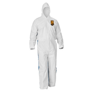 KleenGuard A40 Liquid & Particle Protection Coveralls, with Blue Breathable Back, Zipper Front, Hood, EWA, White, 2XL, 25/cs (Products cannot be sold on Amazon.com or any other 3rd party site) (US Only)