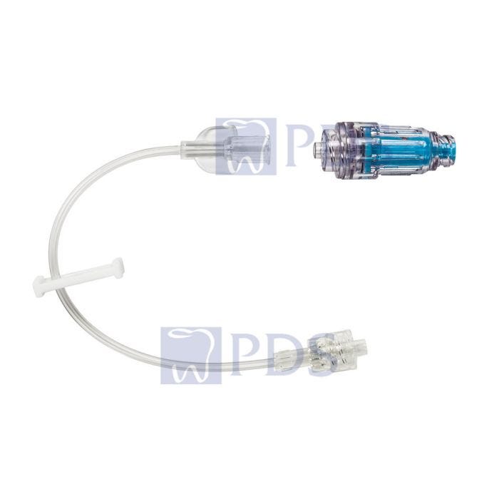 Extension Set, Pressure Rated, Purple Striped, (1) Removable MaxPlus Clear Needle-Free Connector, Slide Clamp, Spin Male Luer Lock, Not Made with DEHP, 7" Length, 0.7ml PV, Sterile, 50/cs (Continental US Only) (Drop Ship Requires Pre-Approval)