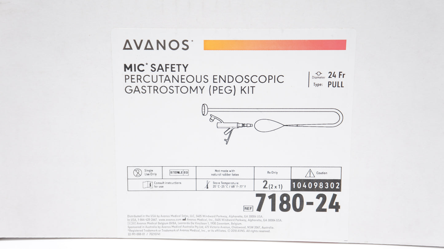 Safety Percutaneous Endoscopic Gastrostomy PEG Kit, Standard, Pull Method, 24FR, 2/cs (Rx) (Item is Non-Returnable) (US Only, Excluding IN and ND) (Authorized Distributor Sub-Agreement Required - See Manufacturer Details Page)