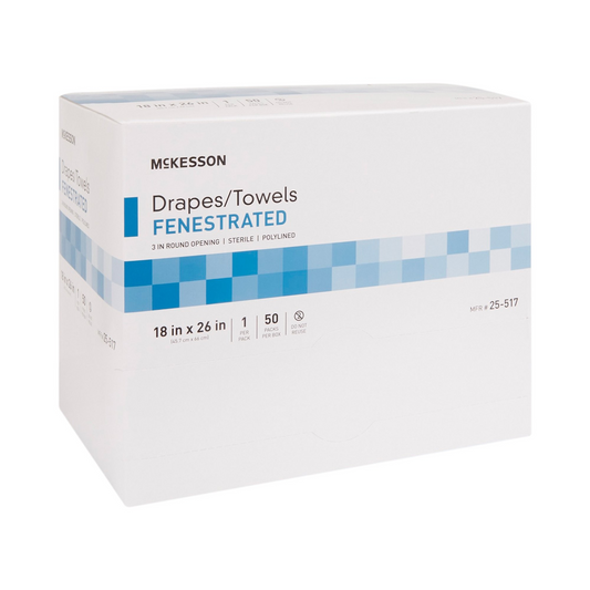 General Purpose Drape McKesson Poly Lined Towel Drape 18 W X 26 L Inch Sterile 50/bx (25-517)