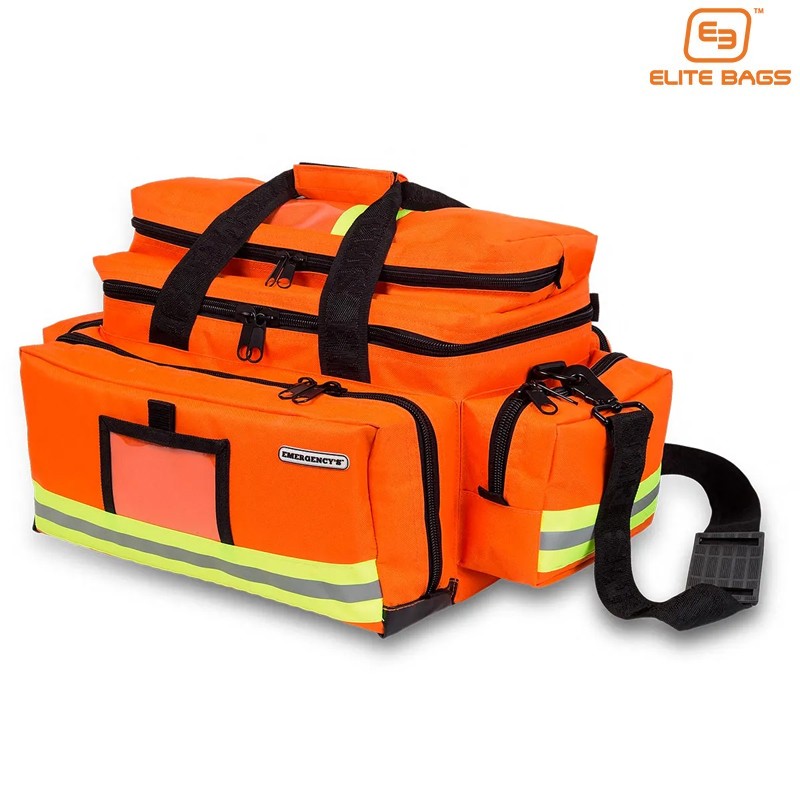 Elite Bags Emergency Great Capacity Bag Orange, Oversized Main Compartment, Padded Quick Grip Handles, Top/Side/Front//Back Compartments, External Card/ID Compartment (Top/Front), 21.7"x12.4"x13"