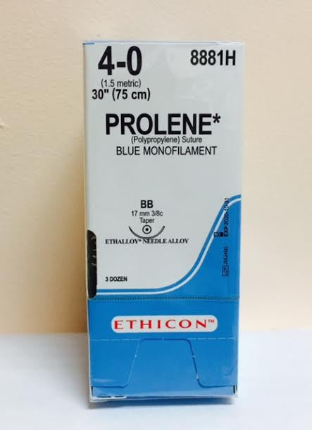 Suture, Taper Point, Size 4-0, 30", Blue Monofilament, Needle BB, 3/8 Circle, 3 dz/bx (Continental US Only)