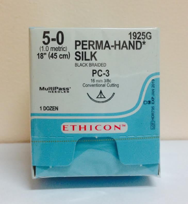 Suture, Precision Cosmetic Conventional Cutting Prime, Size 5-0, 18", Black Braided, Needle PC-3, 3/8 Circle, 1 dz/bx (Continental US Only)