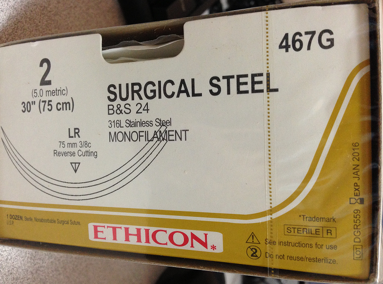 Suture, Reverse Cutting, Size 2, 30", Monofilament B&S24, Needle LR LR, 3/8 Circle, 1 dz/bx (Continental US Only)