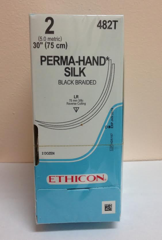 Suture, Reverse Cutting, Size 2-0, 30", Black Braided, Needle LR, 3/8 Circle, 2dz/bx (Continental US Only)