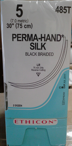 Suture, Reverse Cutting, Size 5, 30", Black Braided, Needle LR LR, 3/8 Circle, 2 dz/bx (Continental US Only)
