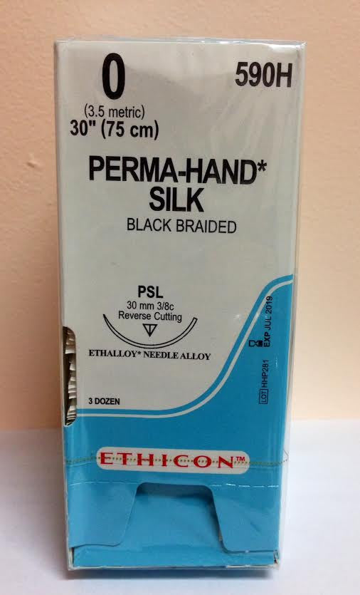 Suture, Precision Point Reverse Cutting, Size 0, 30", Black Braided, Needle PSL, 3/8 Circle, 3 dz/bx (Continental US Only)