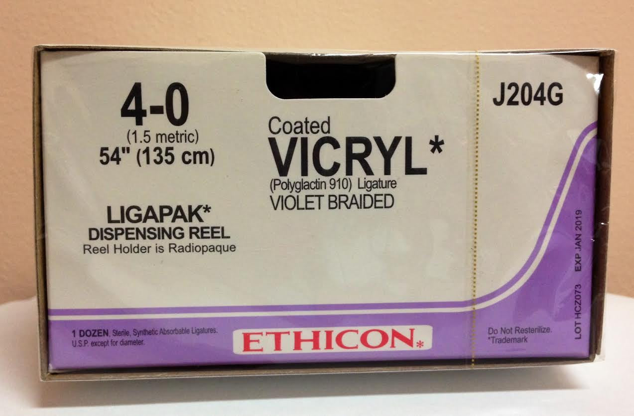 Suture, Ligapak Ligating Reel, Size 4-0, 54", Violet Braided, 1 dz/bx (Continental US Only)