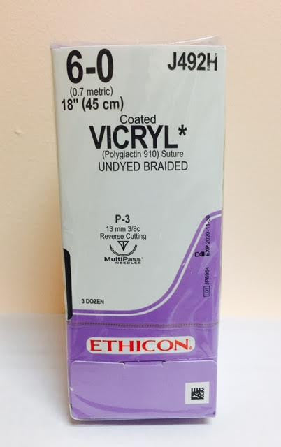 Suture, Precision Point Reverse Cutting, Size 6-0, 18", Undyed Braided, Needle P-3, 3/8 Circle, 3 dz/bx (Continental US Only)