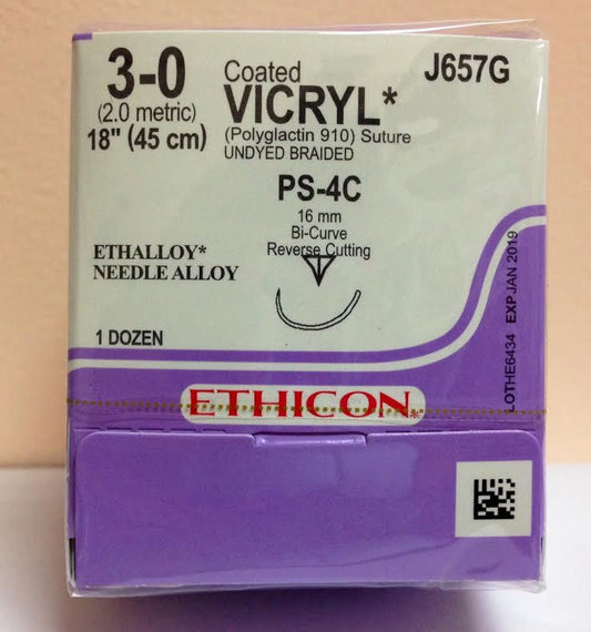 Suture, Precision Point Reverse Cutting, Size 3-0, 18", Undyed Braided, Needle PS-4C, _ Circle Compound Circle, 1 dz/bx (Continental US Only)