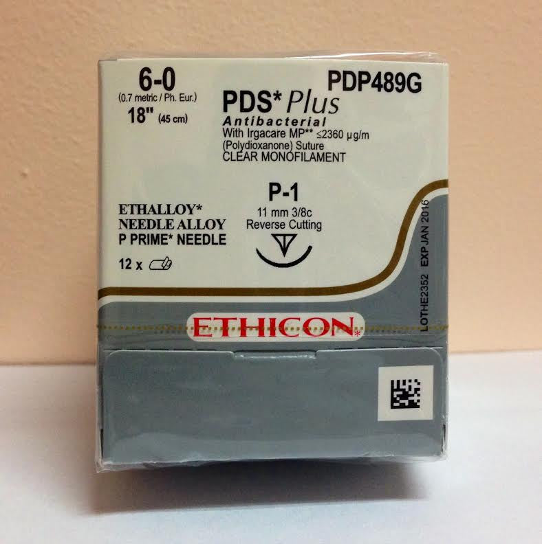 Suture, Precision Point Reverse Cutting, Size 6-0, 18", Undyed Monofilament, Needle P-1, 3/8 Circle, 1 dz/bx (Continental US Only)