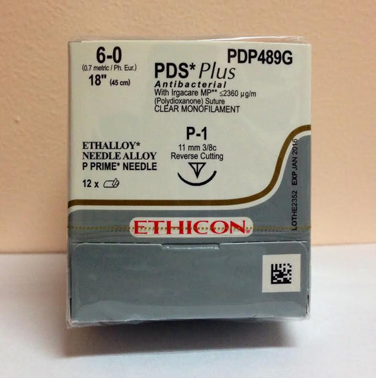 Suture, Precision Point Reverse Cutting, Size 6-0, 18", Undyed Monofilament, Needle P-1, 3/8 Circle, 1 dz/bx (Continental US Only)