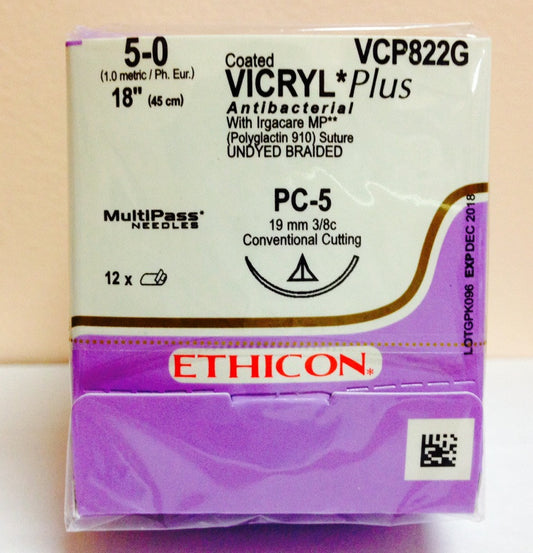 Suture, Precision Cosmetic Conventional Cutting Prime, Size 5-0, 18", Undyed Braided, Needle PC-5, 3/8 Circle, 1 dz/bx (Continental US Only)