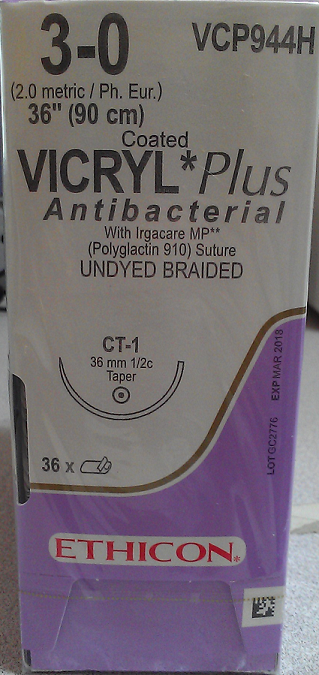 Suture, Taper Point, Size 3-0, 36", Undyed Braided, Needle CT-1, _ Circle, 3 dz/bx (Continental US Only)