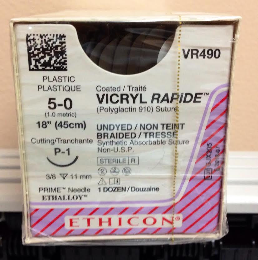 Suture, Precision Point Reverse Cutting, Size 5-0, 18", Undyed Braided, Needle P-1, 3/8 Circle, 1 dz/bx (Continental US Only)