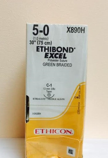 Suture, Taper Point, Size 5-0, 30", Green Braided, Needle C-1, 3/8 Circle, 3 dz/bx (Continental US Only)