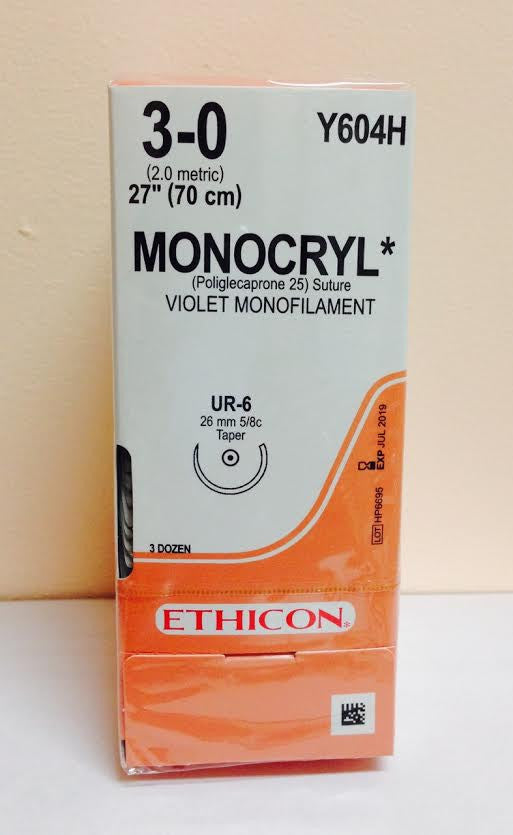 Suture, Taper Point, Size 3-0, 27", Violet Monofilament, Needle UR-6, 5/8 Circle, 3 dz/bx (Continental US Only)