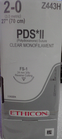 Suture, Reverse Cutting, Size 2-0, 27", Clear Monofilament, Needle FS-1, 3/8 Circle, 3 dz/bx (Continental US Only)