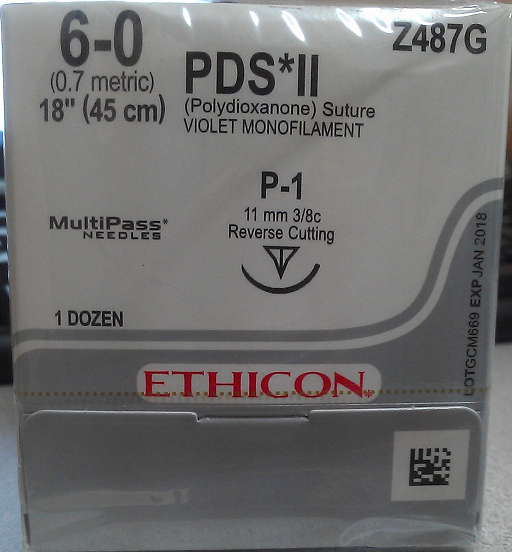 Suture, Precision Point Reverse Cutting, Size 6-0, 18", Violet Monofilament, Needle P-1, 3/8 Circle, 1 dz/bx (Continental US Only)