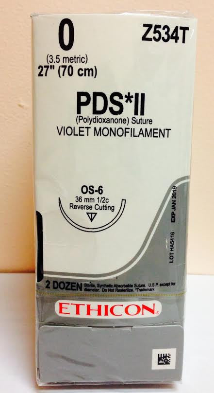 Suture, Reverse Cutting, Size 0, 27", Violet Monofilament, Needle OS-6, _ Circle, 2 dz/bx (Continental US Only)