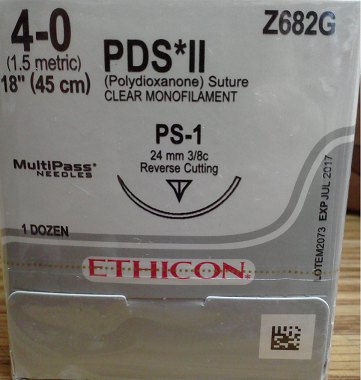 Suture, Precision Point Reverse Cutting, Size 4-0, 18", Clear Monofilament, Needle PS-1, 3/8 Circle, 1 dz/bx (Continental US Only)