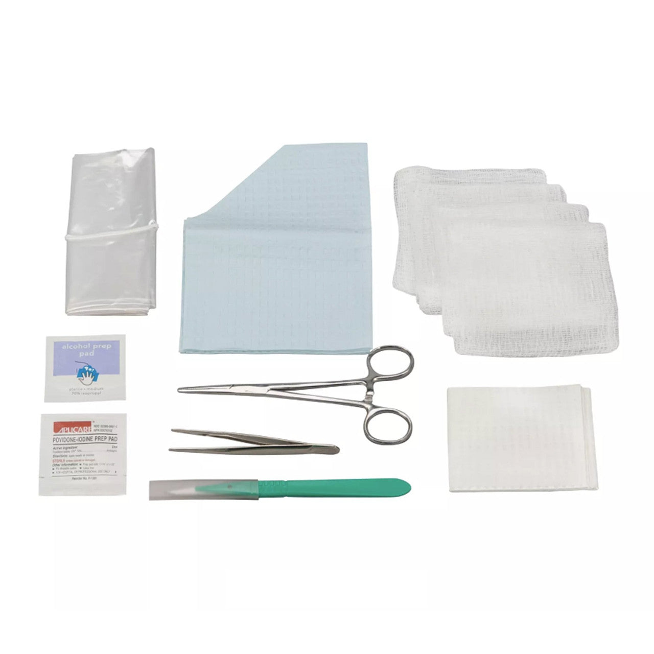 12 Piece Incision and Drainage Tray with Drape, Fenestrated, 13.5" x 8", 4" x 4" Gauze, Forceps, 4-5" Wire, 20/cs (Continental US Only)