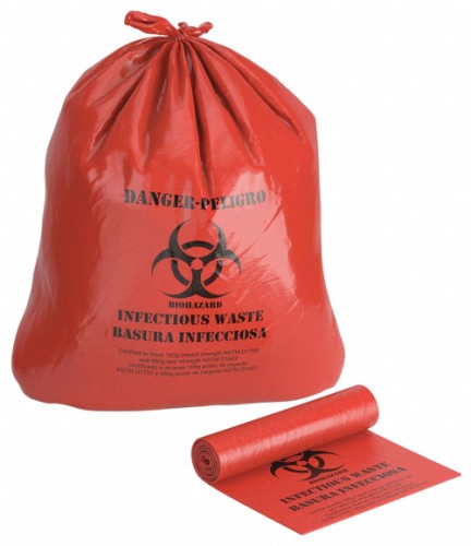 Waste Bag, 33" x 38" Red, F-Code Series: Pass the ASTMD1922-67, 480 Gram Elmendorf Test, 1.2 mil, 33 gal, 250/cs