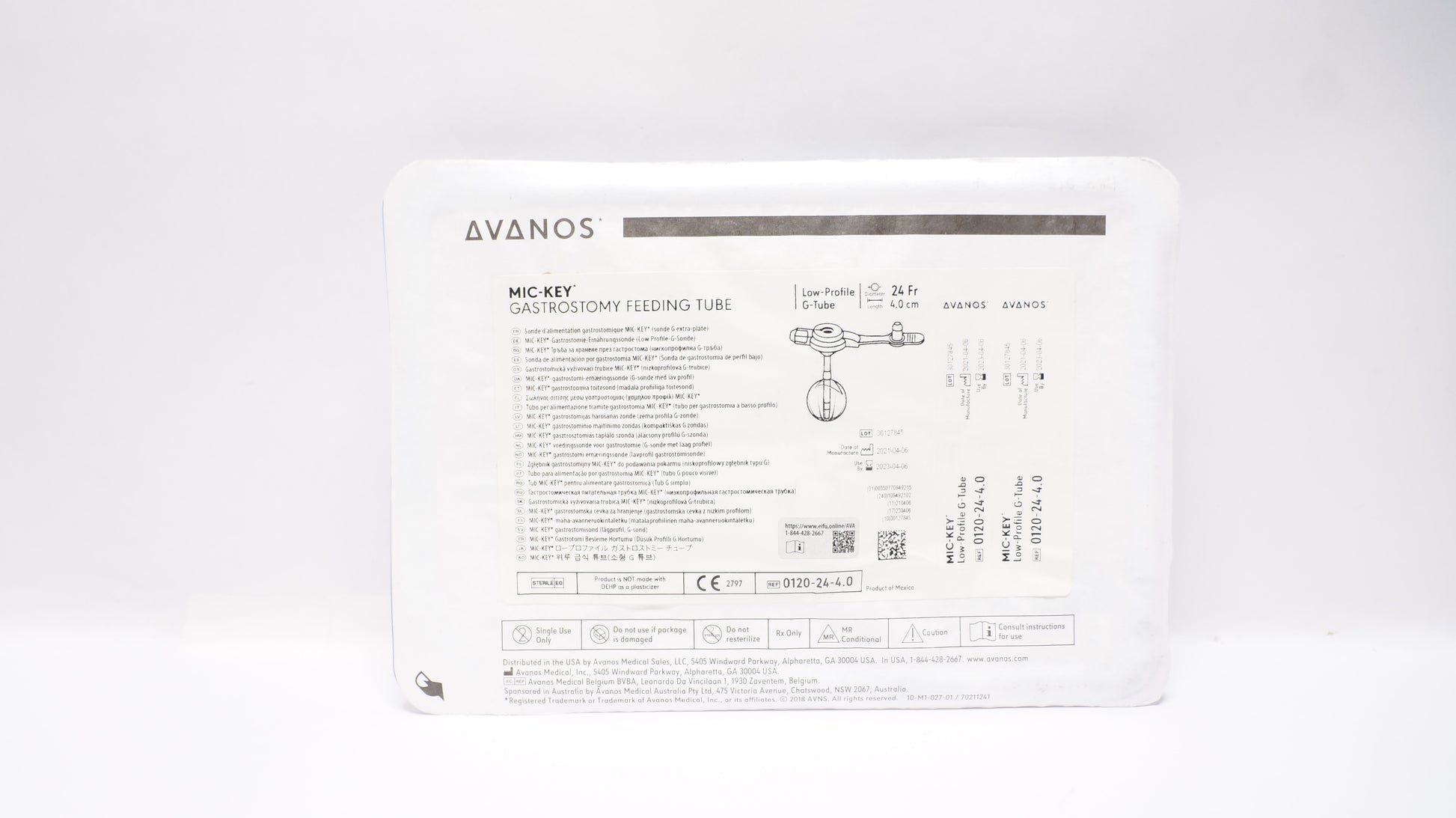 Gastrostomy Tube, 24 FR, 4.0cm Stoma Length, 1/cs (US Only) (Authorized Distributor Sub-Agreement Required  - See Manufacturer Details Page)