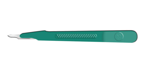 Scalpel, Stainless Steel, Size 15, Green Handle, Disposable, Sterile, 10/bx (DROP SHIP ONLY)