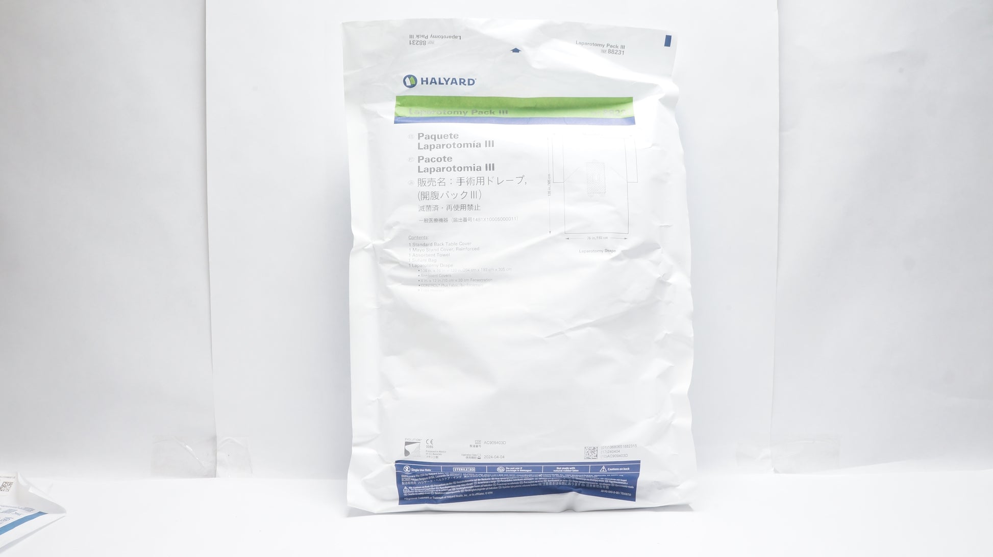 Laparoscopy Pack III Includes: Laparotomy Drape, Mayo Stand Cover, Back Table Cover, Absorbent Towel, 9/cs (US Only)