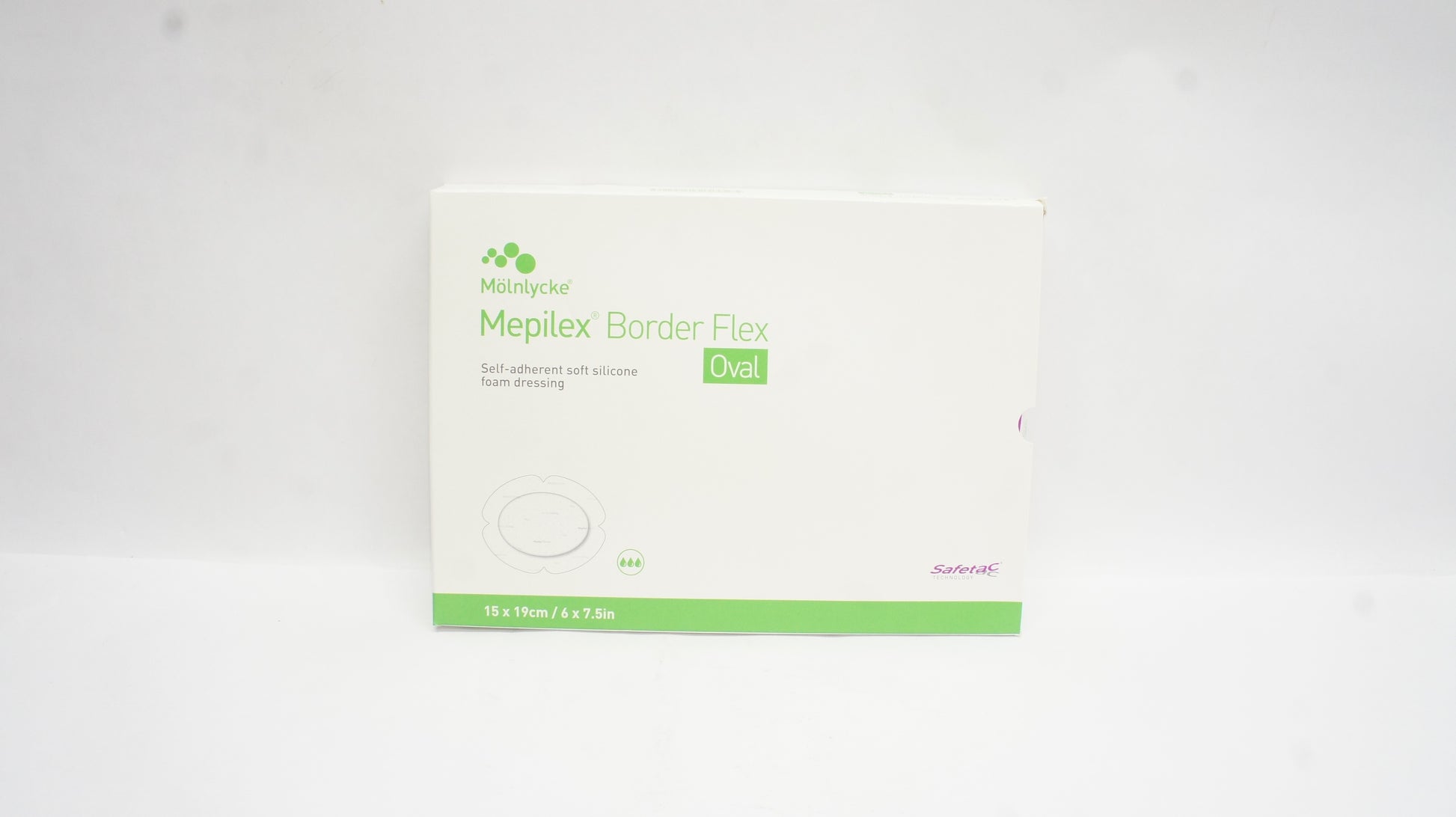 Absorbent Bordered Foam Dressing, 6" x 7.5" (15 x 19cm), Self-Adherent with Border, 5/bx, 9 bx/cs (US Only)