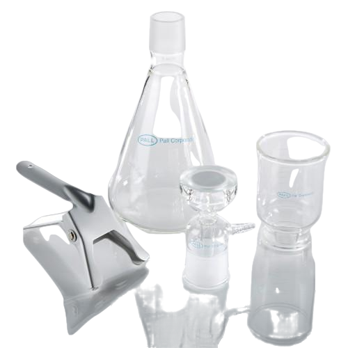 Filter Funnels, 47mm, Glass, Fritted Glass Support Base/No. 8 Silicone Stopper