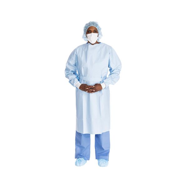 Procedure Gown, Tested For Use with Chemotherapy, Closed-Back, Poly-coated, Tape Closure, Size L, 20 3/4 x 12 1/3 x 18 3/4, Blue, 100/cs (US Only)