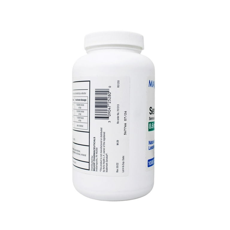Sennosides Laxative, 8.6mg Tablet, NDC# 00904-7252-80, 1000S, 12/cs (US Only)