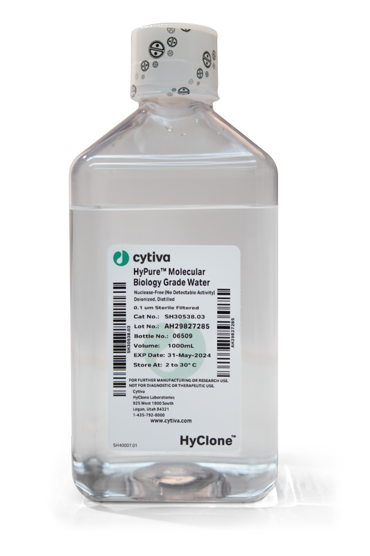 HyClone Molecular Biology Grade Water, DNase, RNase, Protease free, Deionized, Distilled, 0.1 m, Sterile Filtered, 500 mL, Sterile (Item is Non-Returnable)
