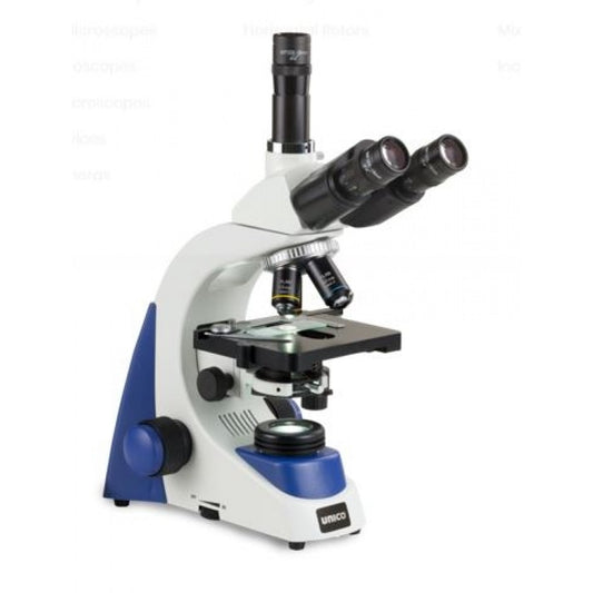 Microscope, Trinocular, 10X Widefield Eyepiece, 4X, 10X, 40X, 100X, Semi-Plan, NA 1.25 Condenser, Iris Diaphragm, Mechanical Stage, LED Illumination, 3 Watt LED Bulb, Coaxial Focusing (US Only) (DROP SHIP ONLY)