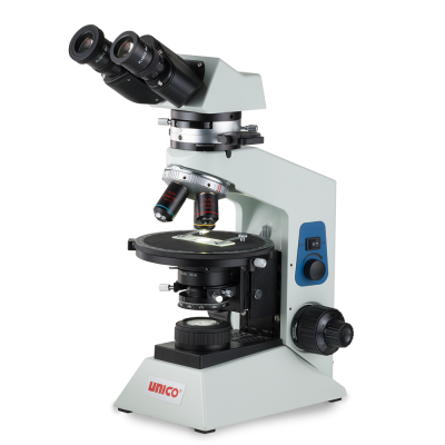 Microscope, Polarizing, Binocular, 10X Widefield Eyepiece, One Eyepiece w/ Reticle, 4-Place Nosepiece, Stress Relieving 10X, 20X, 40X, 100X Plan, 4X Brightfield, Midst Head w/Bertrand Lens, Full Wavelength Plate, Quarter Wavelength Plate, Quartose Chock, NA 1.25 Condenser, Iris Diaphragm, Revolving Stage, LED Illumination, Power Input 90-240V (US Only) (DROP SHIP ONLY)