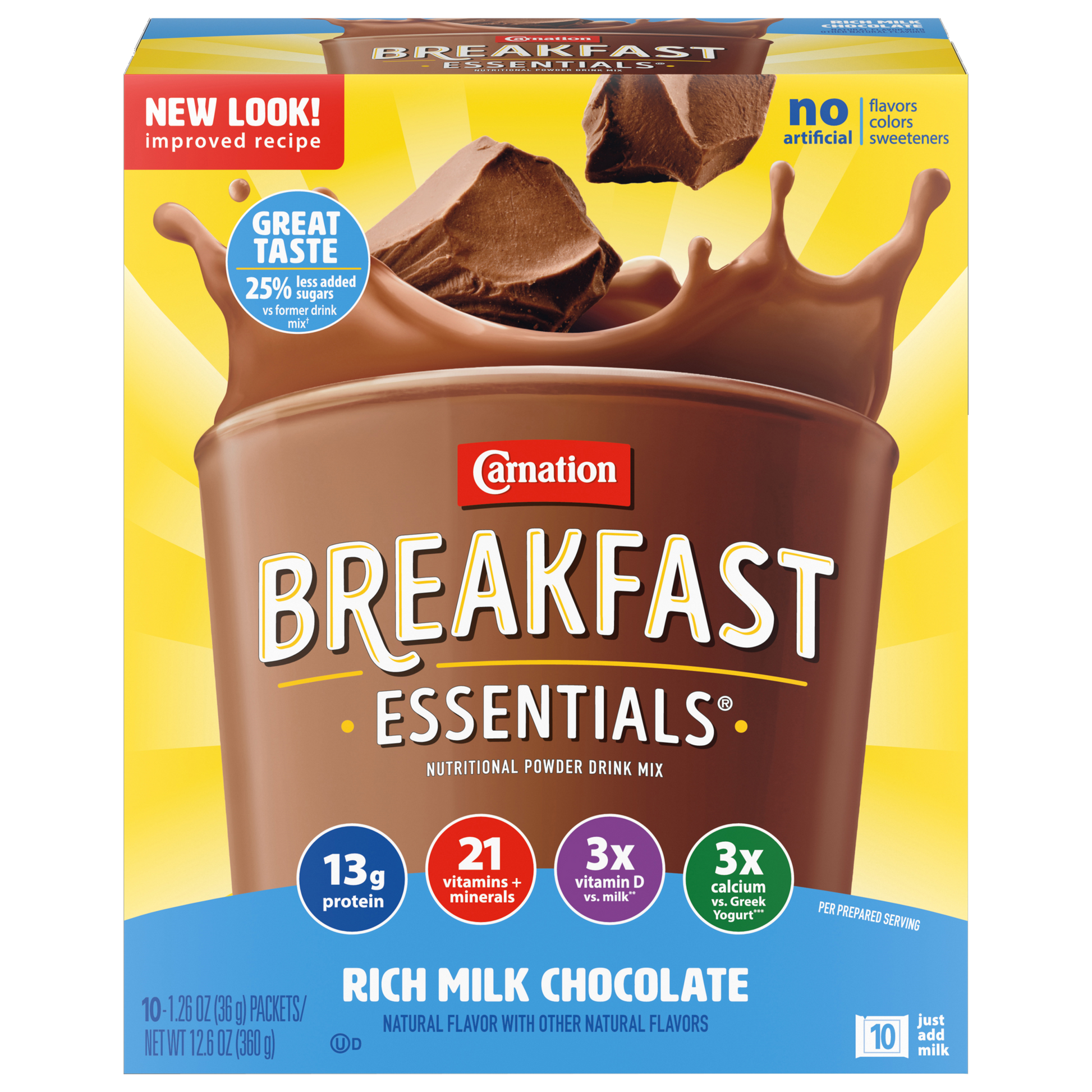 Carnation Breakfast Essential Powder, Chocolate, Clean, 17.7 oz Jar, 6/cs (Minimum Expiry Lead is 90 days; Non-Returnable) (Continental US Only) (Nestle products cannot be sold online without Nestle's prior written permission) (Products cannot be sold on Amazon.com or any other 3rd party site)
