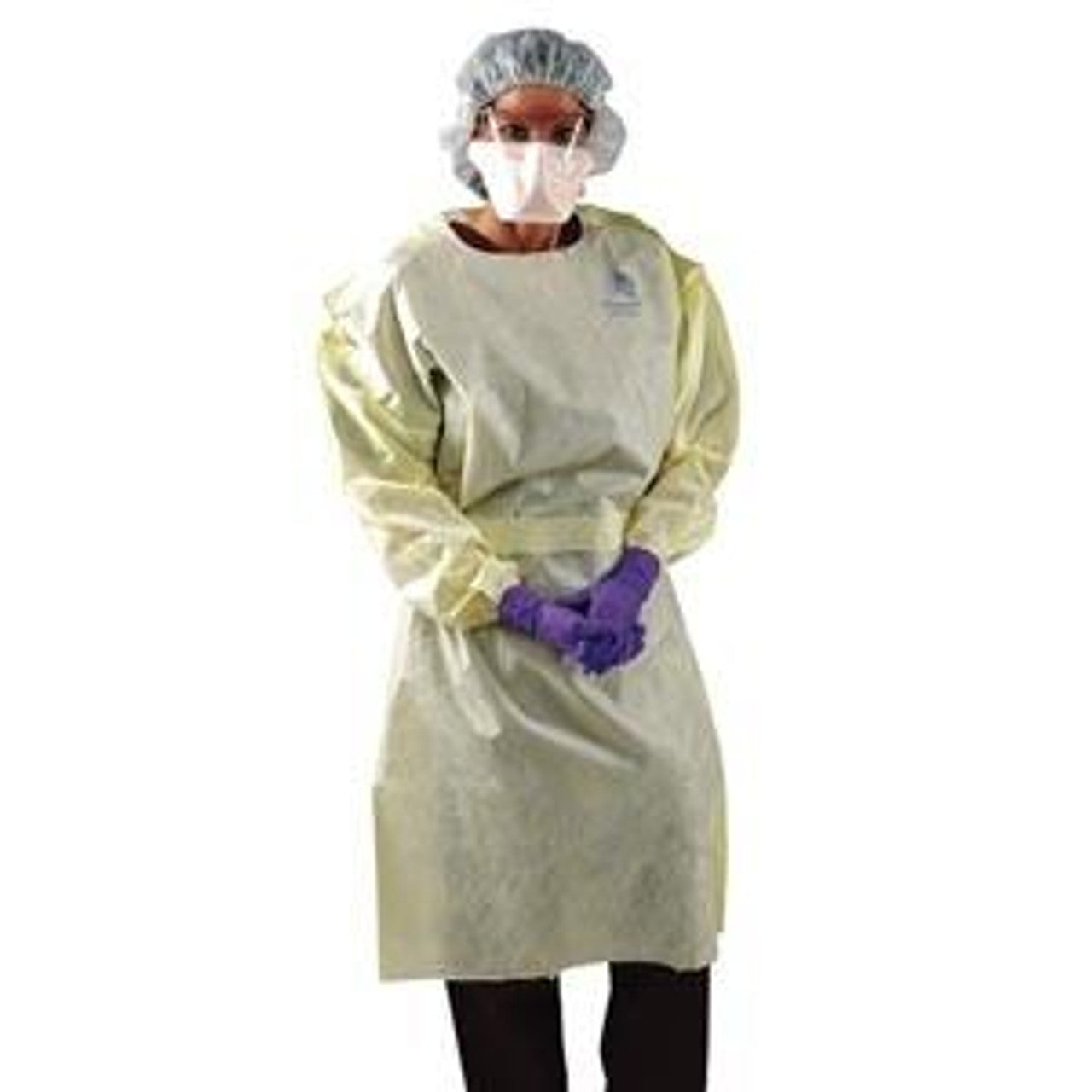 Isolation Film Gown, Non-AAMI, Overhead Open Back, Overhead Perforation, Thumb Loop Wrist Cuff, 47 cm (Front) x 30 cm (Chest Width) x 23 cm (Sleeve Length), Blue, 120/cs (40 cs/plt) (US Only)