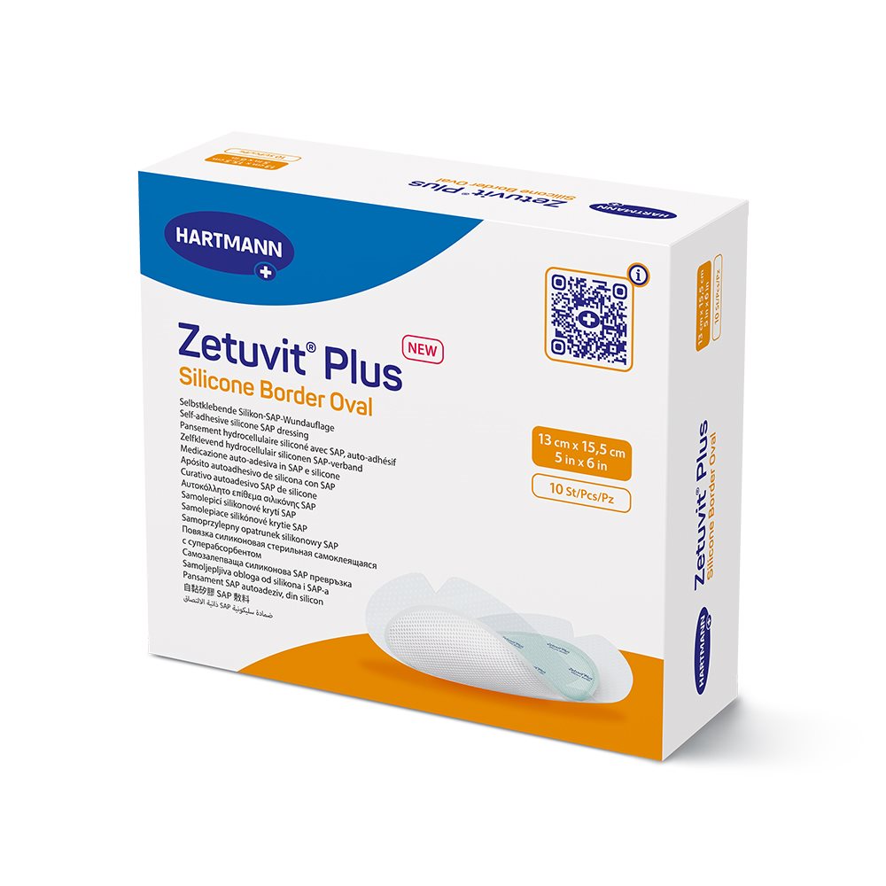 Zetuvit Plus Silicone Border, Oval, 5" x 6" , 10/bx