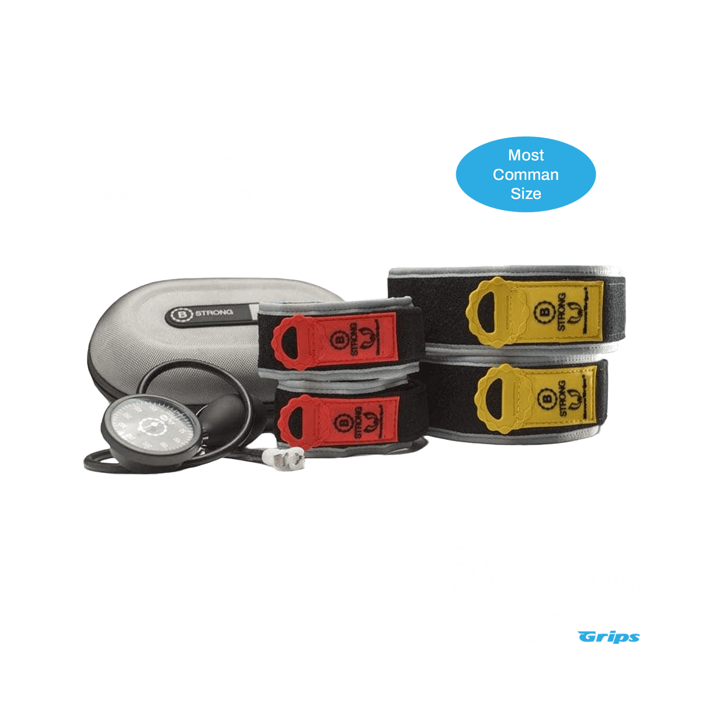 Individual Package Includes: 4 BFR Bands Total (1) Pair Each of Sizes 3 & 5, (1) Hand Pump, (1) Carrying Bag, (1) License to BStrong's Guidance App (Products cannot be sold on Amazon.com, Walmart.com, eBay or any other 3rd party platform)