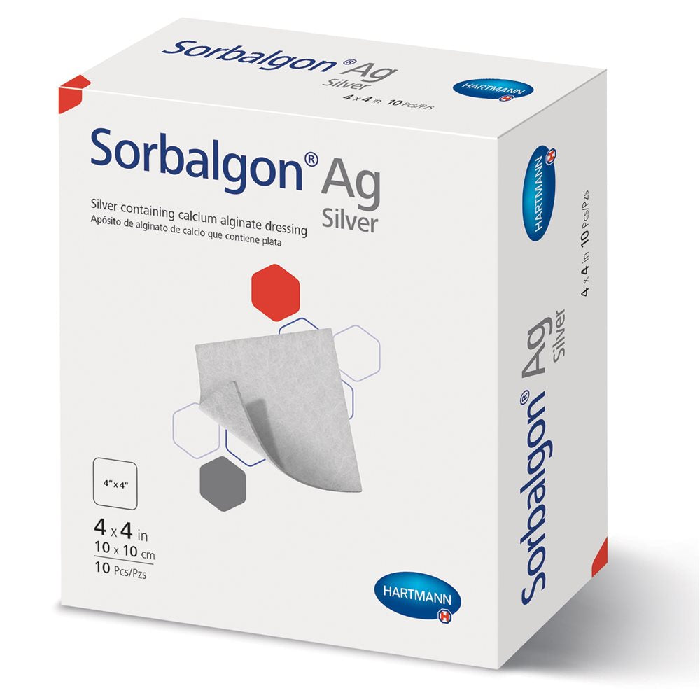Sorbalgon Ag Calcium Alginate Dressing, 4" x 5", 10/bx