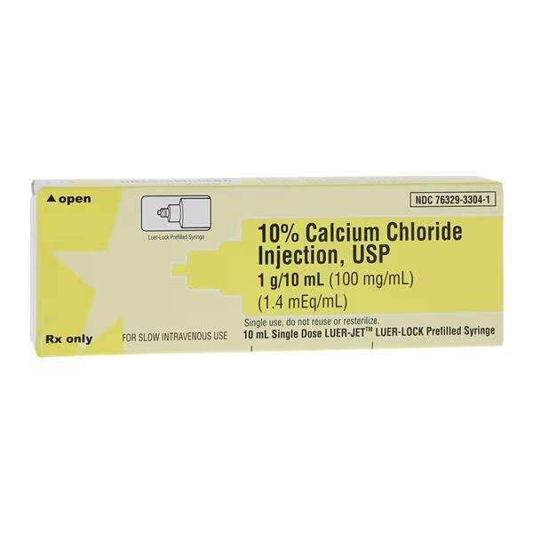 Calcium Chloride Injection 10% 100mg/mL Luer-Jet Prefl Syr 10mL 10/Package (76329330401)