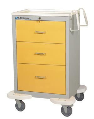 Key Lock Classic Cart, 6 Drawer, Drawer Configuration: (3) 3", (2) 6", (1) 9", 46-1/4"H x 25"L x 32"W, Crash Cart Blue (DROP SHIP ONLY)